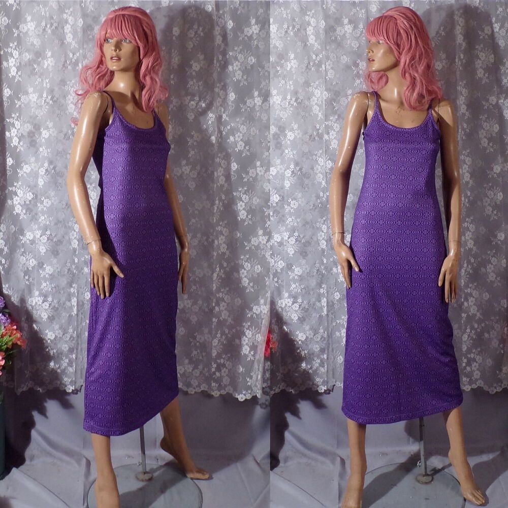 90s Purple Dress Vintage 1990s Groovy Spaghetti Strap Midi Retro Y2K Size XS